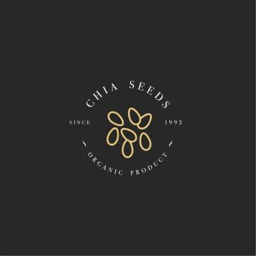 Vector design element and icon in linear style - chia seeds - healthy eco food Stock Illustration