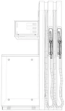 Vector design element on gasoline with modern gas station pump isolated. Wire Illustrazione stock