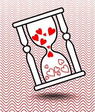 Vector design element - hourglass with hearts and shadow Stock Illustration