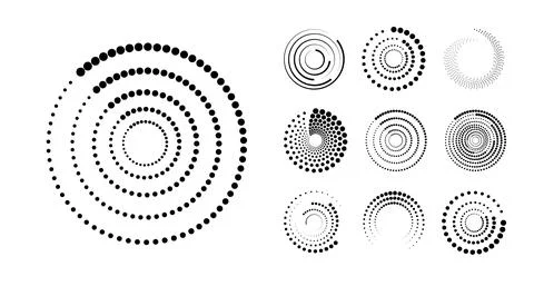 Vector design elements. Abstract geometric lines form dynamic circular patterns Stock Illustration