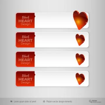 Vector design elements for infographics. Business tabs with valentines hearts Stock Illustration