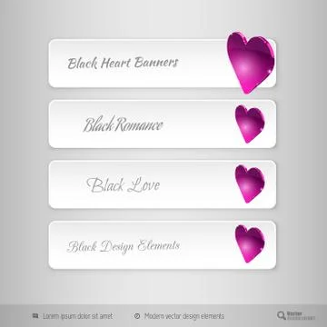 Vector design elements for infographics. Business tabs with valentines hearts Illustrazione stock