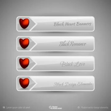 Vector design elements for infographics. Business tabs with valentines hearts Stock Illustration