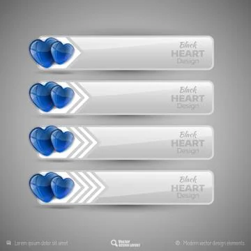 Vector design elements for infographics. Business tabs with valentines hearts Stock Illustration