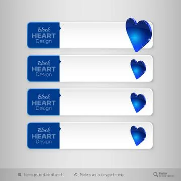 Vector design elements for infographics. Business tabs with valentines hearts Stock Illustration