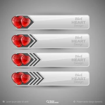 Vector design elements for infographics. Business tabs with valentines hearts Stock Illustration