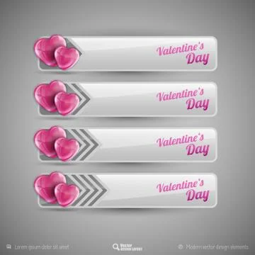 Vector design elements for infographics. Business tabs with valentines hearts Stock Illustration