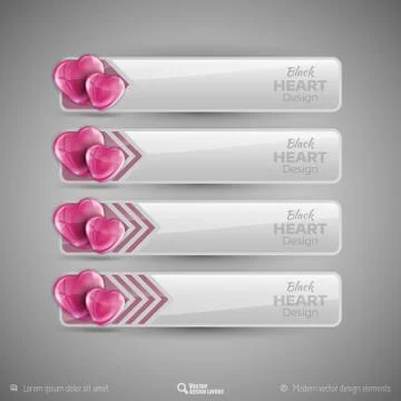 Vector design elements for infographics. Business tabs with valentines hearts Stock Illustration