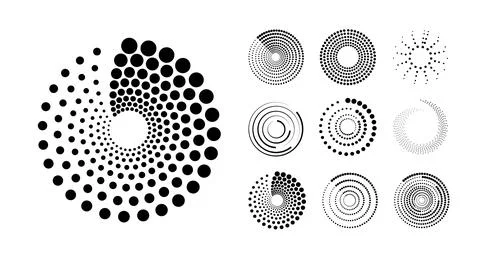 Vector design elements. Radial line patterns create striking geometric shapes Ilustração Stock