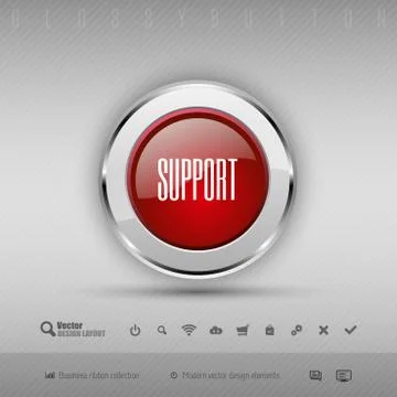 Vector design elements Red and gray glossy button with set of icons Stockillustratie