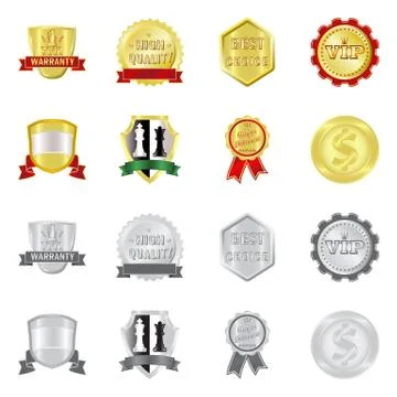 Vector design of emblem and badge symbol. Collection of emblem and sticker Stock Illustration