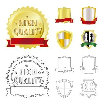 Vector design of emblem and badge symbol. Collection of emblem and sticker stock Stock Illustration