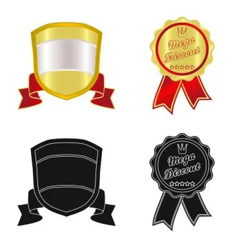Vector design of emblem and badge sign. Collection of emblem and sticker stock Stock Illustration