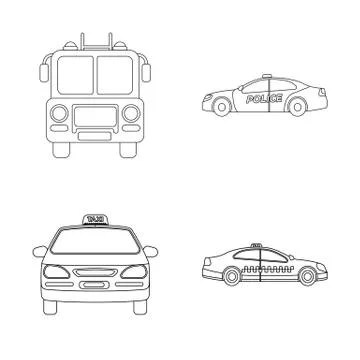 Vector design of engine and truck sign. Collection of engine and vehicle stock Illustrazione stock