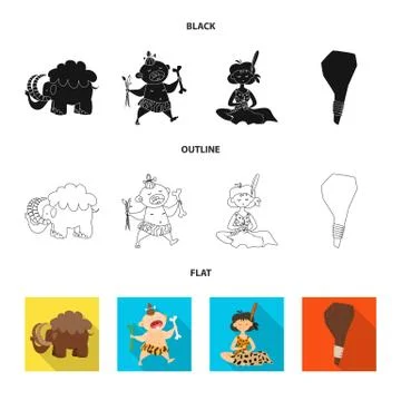 Vector design of evolution and prehistory sign. Collection of evolution and Stock Illustration