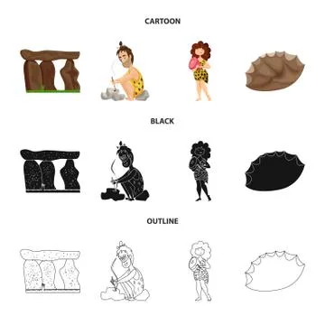 Vector design of evolution and prehistory logo. Collection of evolution and Stock Illustration