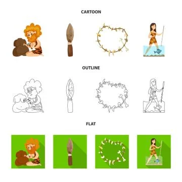 Vector design of evolution and prehistory symbol. Set of evolution and Stock Illustration
