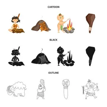 Vector design of evolution and prehistory logo. Collection of evolution and Stock Illustration