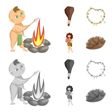 Vector design of evolution and prehistory logo. Collection of evolution and Stock Illustration