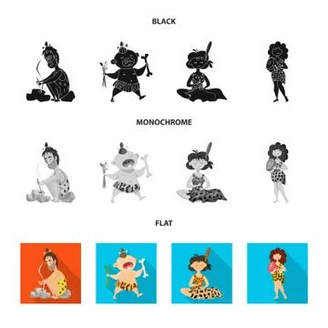 Vector design of evolution and prehistory symbol. Collection of evolution and Stock Illustration