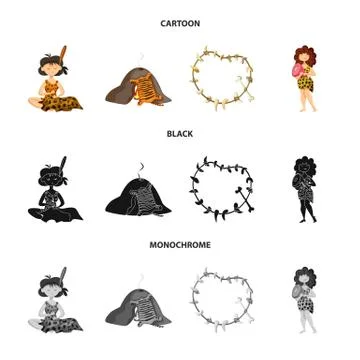 Vector design of evolution and prehistory logo. Set of evolution and development Stock Illustration