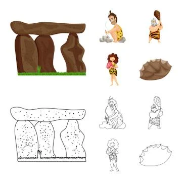 Vector design of evolution and prehistory logo. Set of evolution and development Illustrazione stock