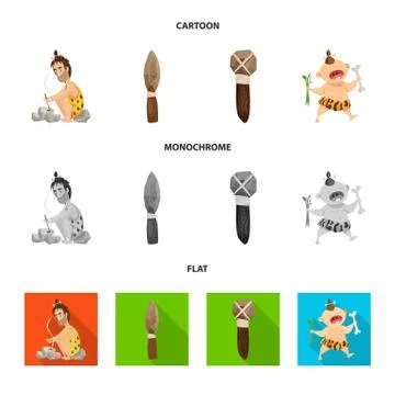 Vector design of evolution and prehistory symbol. Set of evolution and Stock Illustration