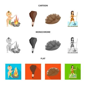 Vector design of evolution and prehistory sign. Set of evolution and development Stock Illustration