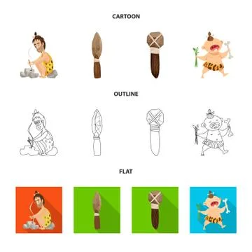 Vector design of evolution and prehistory logo. Collection of evolution and Stock Illustration