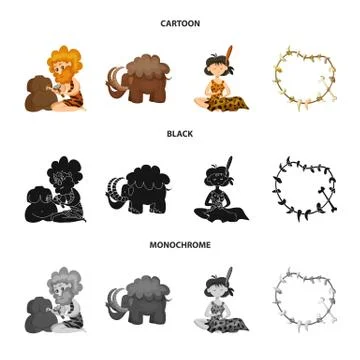 Vector design of evolution and prehistory logo. Collection of evolution and Stock Illustration