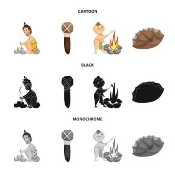 Vector design of evolution and prehistory logo. Collection of evolution and Stock Illustration