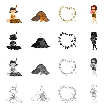 Vector design of evolution and prehistory symbol. Set of evolution and Stock Illustration