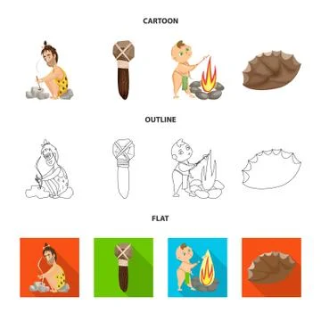 Vector design of evolution and prehistory logo. Set of evolution and development 스톡 일러스트