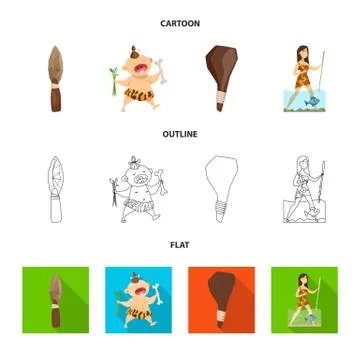 Vector design of evolution and prehistory symbol. Collection of evolution and Stock Illustration