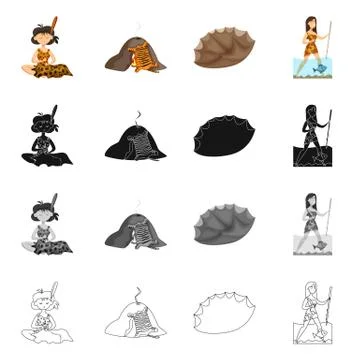 Vector design of evolution and prehistory icon. Collection of evolution and Stock Illustration