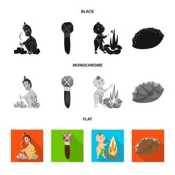 Vector design of evolution and prehistory logo. Collection of evolution and Stock Illustration