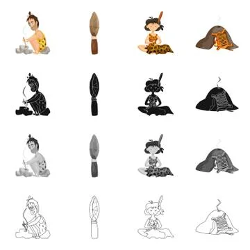 Vector design of evolution and prehistory symbol. Collection of evolution and Stock Illustration