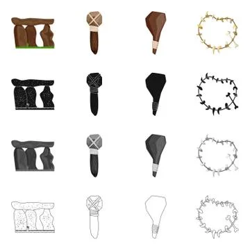 Vector design of evolution and prehistory symbol. Set of evolution and Stock Illustration