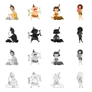 Vector design of evolution and prehistory sign. Collection of evolution and Stock Illustration