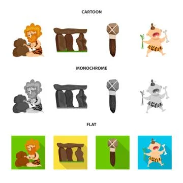 Vector design of evolution and prehistory logo. Collection of evolution and Stock Illustration