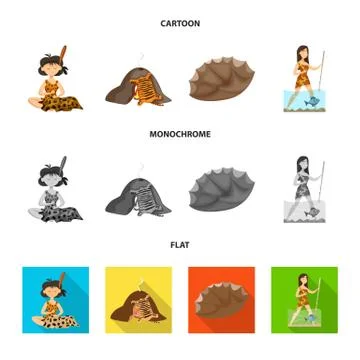 Vector design of evolution and prehistory sign. Collection of evolution and Stock Illustration