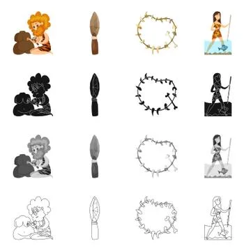 Vector design of evolution and prehistory sign. Collection of evolution and Stock Illustration