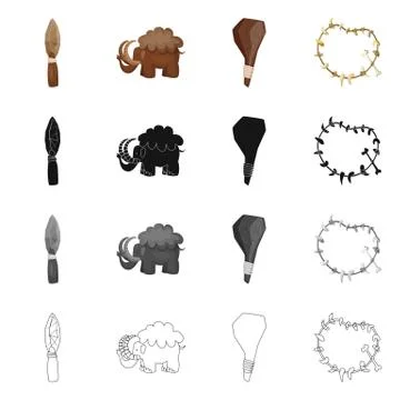 Vector design of evolution and prehistory logo. Set of evolution and development Stock Illustration