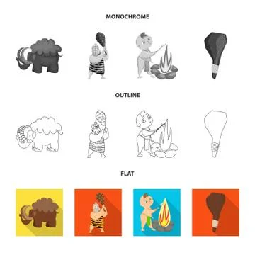 Vector design of evolution and prehistory sign. Set of evolution and development Stock Illustration