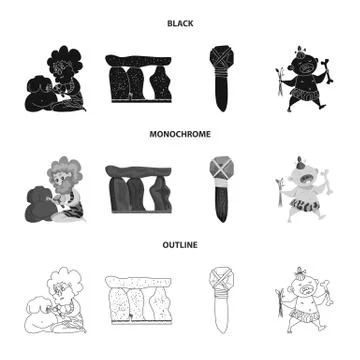 Vector design of evolution and prehistory sign. Collection of evolution and Stock Illustration