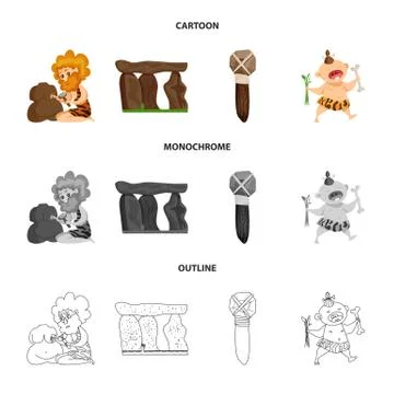 Vector design of evolution and prehistory logo. Set of evolution and development Stock Illustration