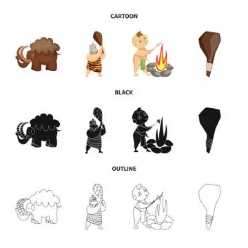 Vector design of evolution and prehistory symbol. Set of evolution and Stock Illustration