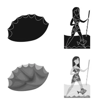 Vector design of evolution and prehistory logo. Collection of evolution and Stock Illustration