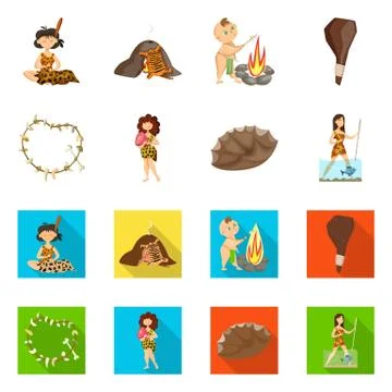 Vector design of evolution and prehistory logo. Collection of evolution and Stock Illustration