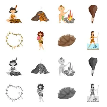 Vector design of evolution and prehistory logo. Set of evolution and development Stock Illustration